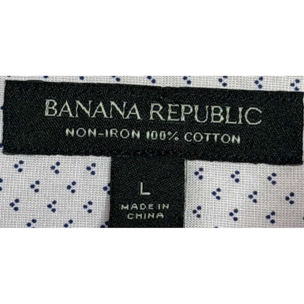 BANANA REPUBLIC Men Large Pink Button Down Long Sleeve Cotton Dress Shirt